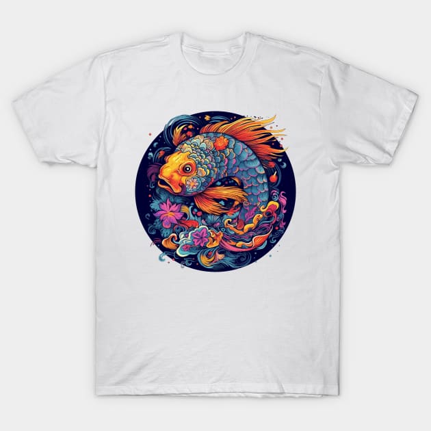 Neon - Koi - Psychadelic Fish - pos T-Shirt by ShirzAndMore